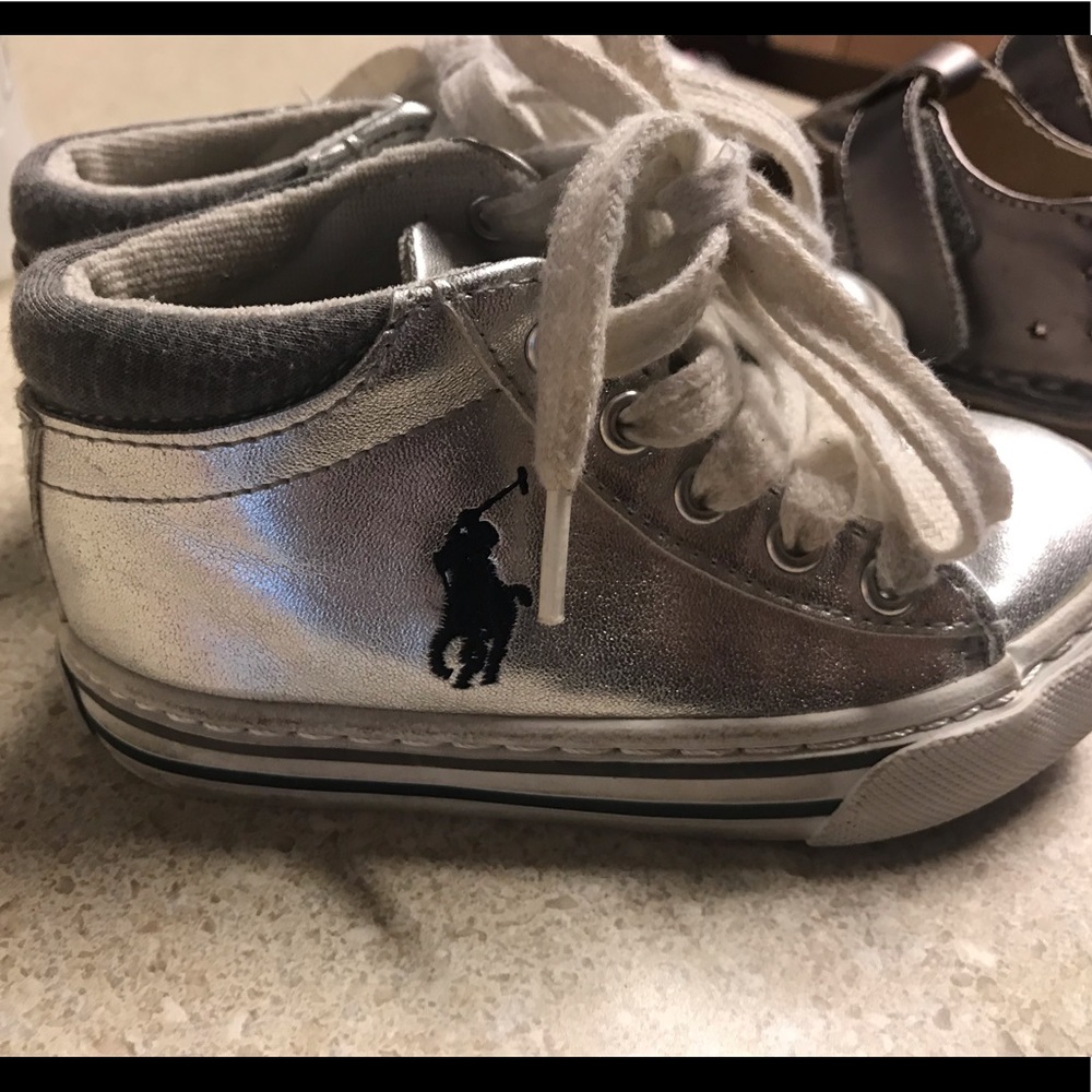 Polo Ralph Lauren Girls Sz 7 Silver Sneaker